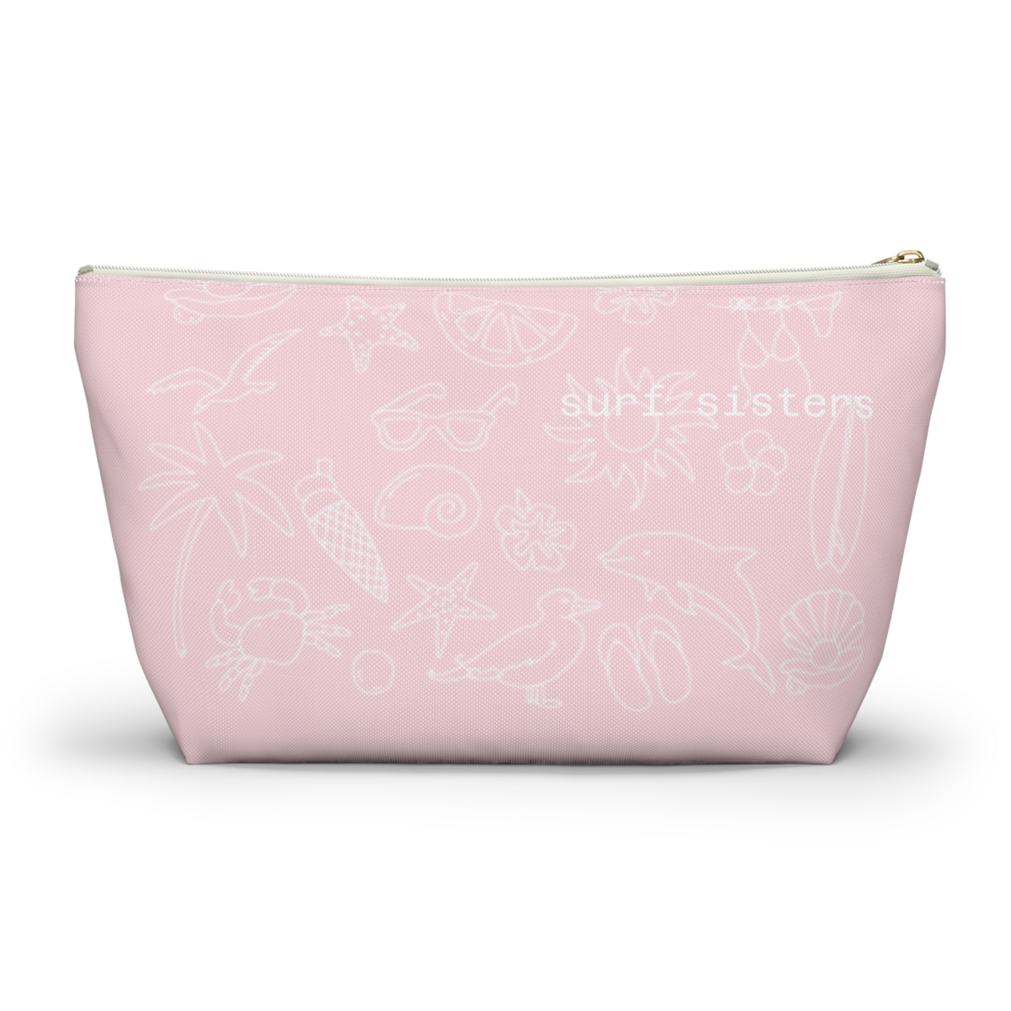 Image of SURF SISTERS by Naz: Pink Floral Accessory Pouch — T-Bottom Makeup Bag