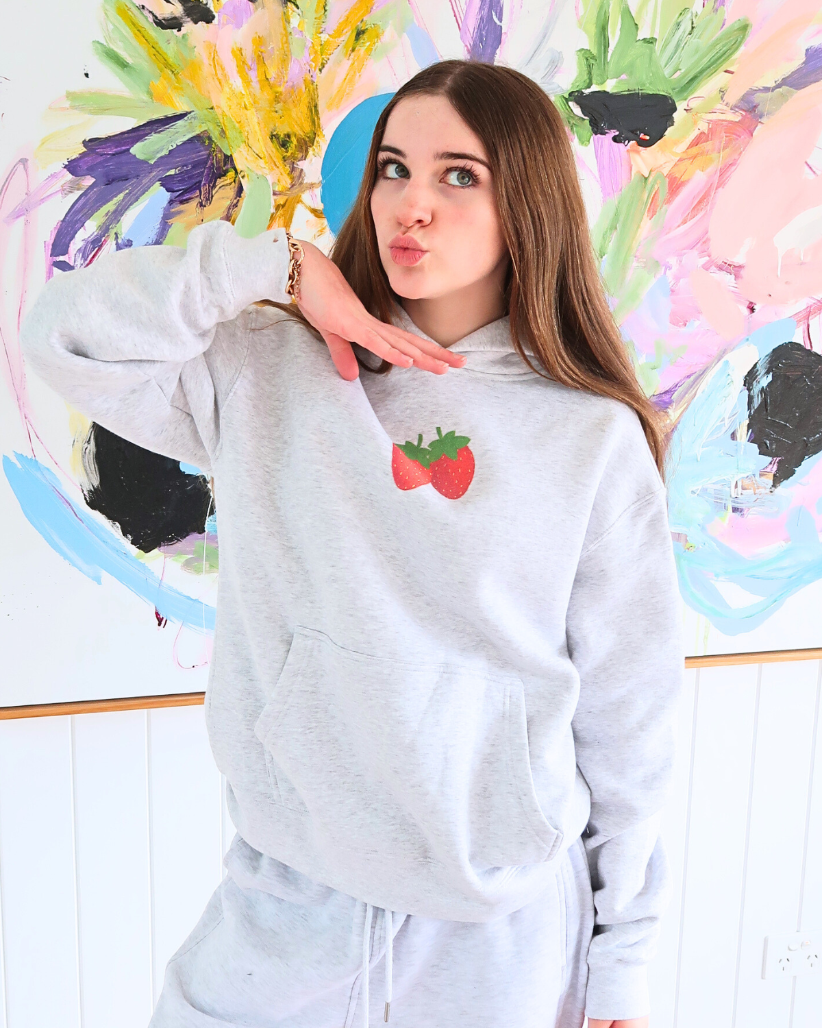 Strawberry - White Marle Hoodie