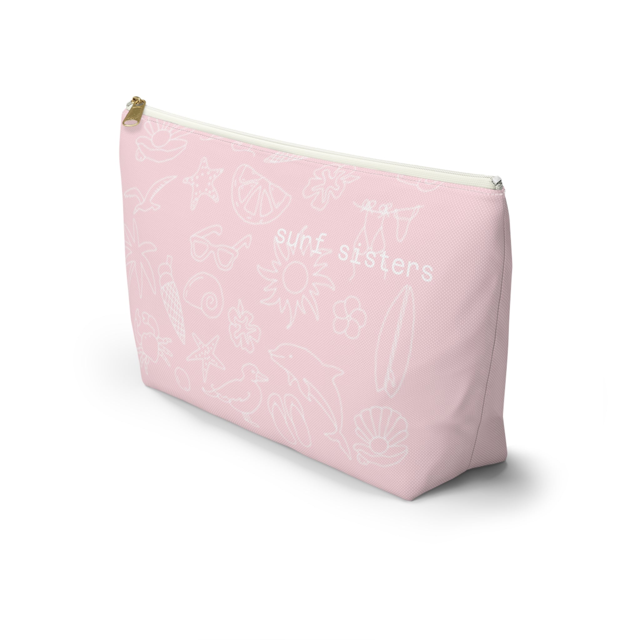 Image of SURF SISTERS by Naz: Pink Floral Accessory Pouch — T-Bottom Makeup Bag