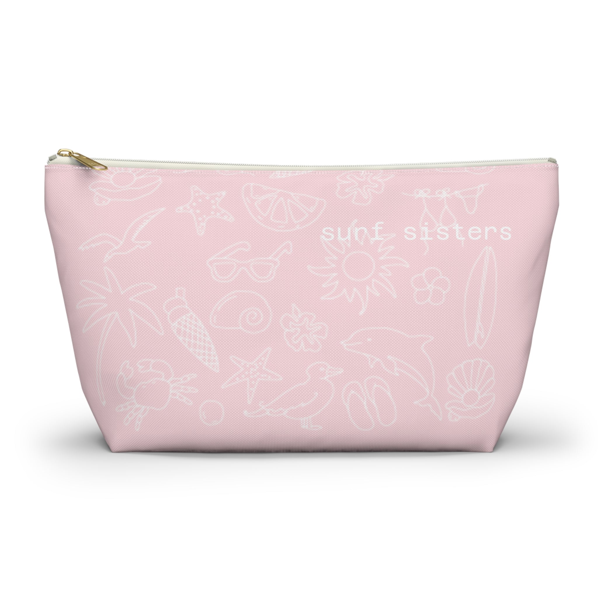 Image of SURF SISTERS by Naz: Pink Floral Accessory Pouch — T-Bottom Makeup Bag
