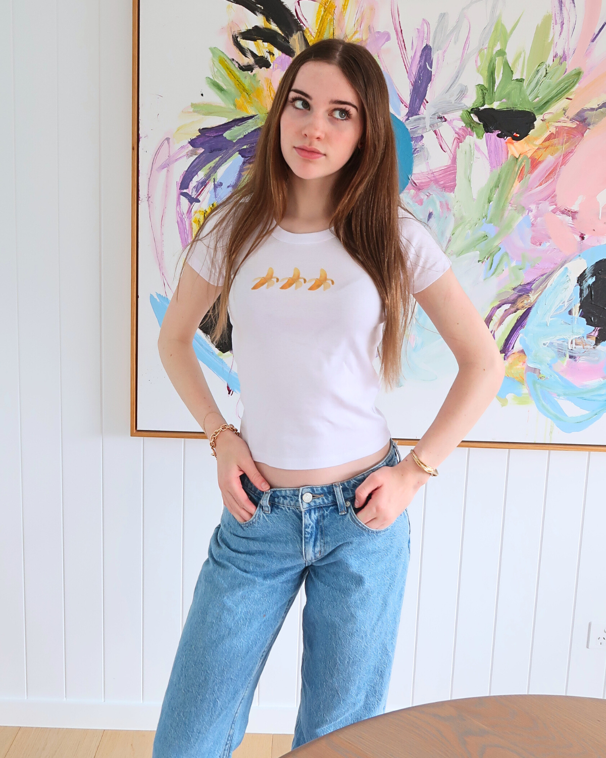 Banana Wo's Organic Rib Baby White Tee