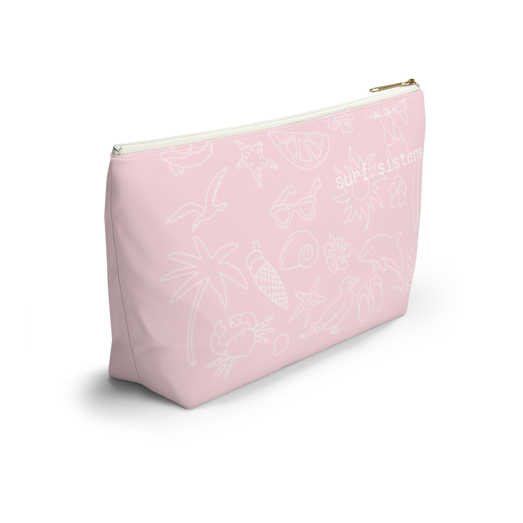 Image of SURF SISTERS by Naz: Pink Floral Accessory Pouch — T-Bottom Makeup Bag