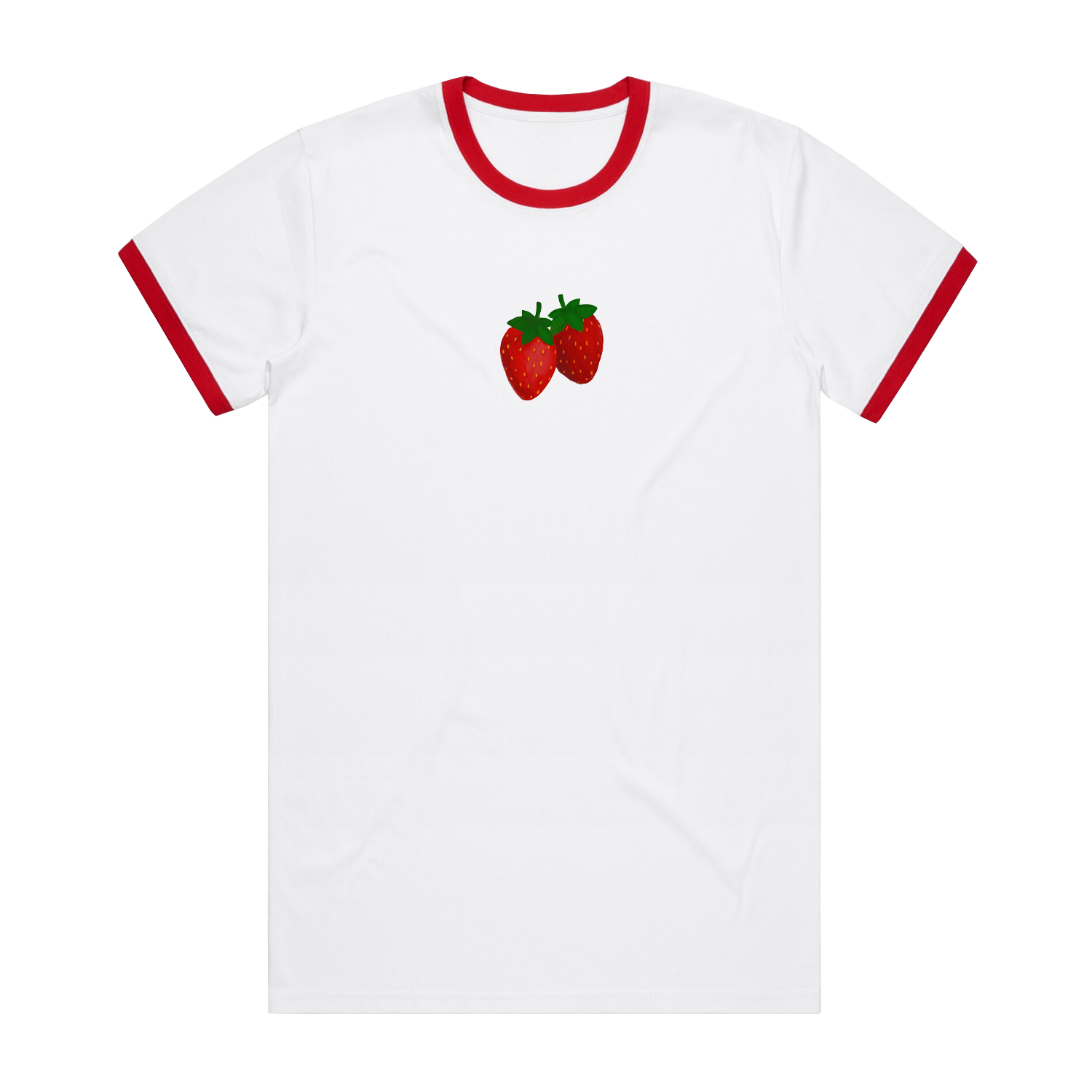 Strawberry Staple Red - White Ringer Tee
