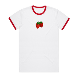 Image of Strawberry Staple Red - White Ringer Tee